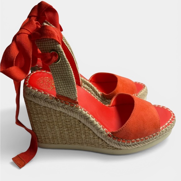Vince Camuto Espadrille Wedge Sandals Lace Up Ankle Tie Size 8.5 Charity Listing - Picture 3 of 7